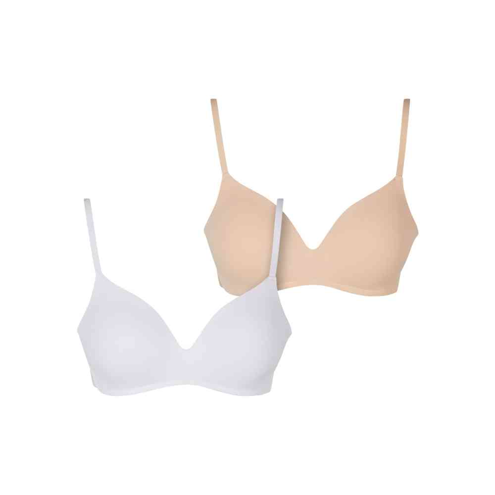 Urban Classics - Basic padded 2Pack BH - Wit/Huidskleur